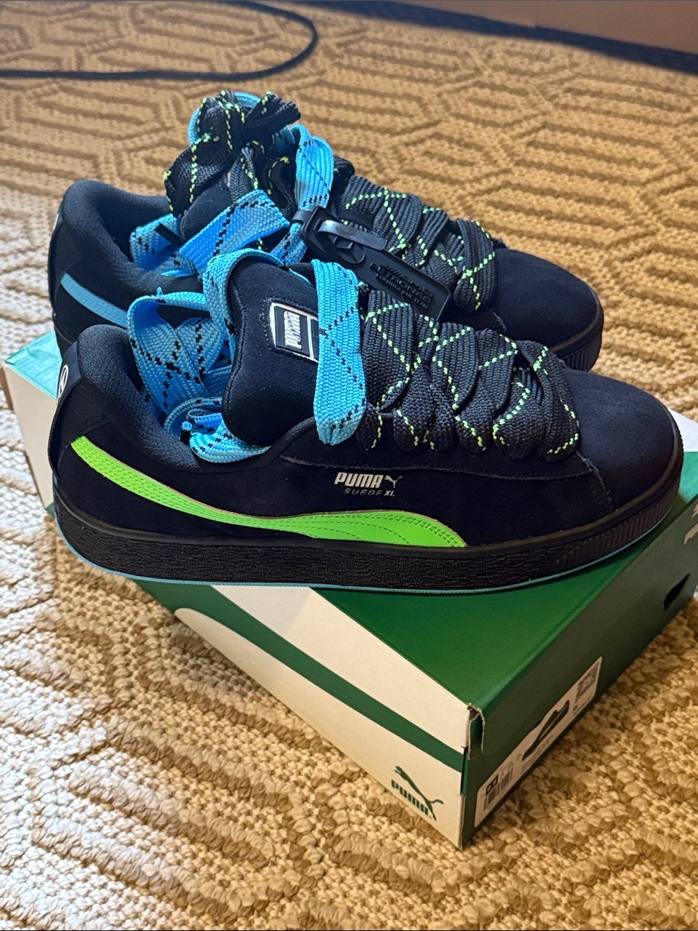 Puma MAPF1 Suede XL Neon Sneakers – Black/Fizzy Green – Men’s 9.5